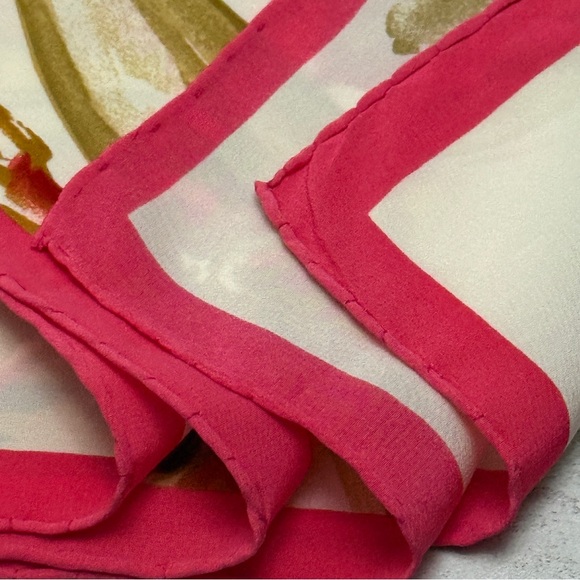 Dior vintage silk scarf Elegant Pink and Cream Scarf made in Italy - Picture 5 of 14